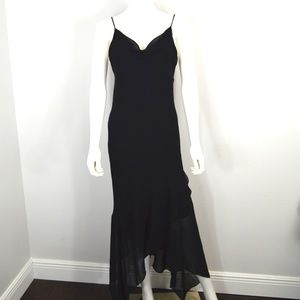 Black Thin Strap A-Symmetrical Dress